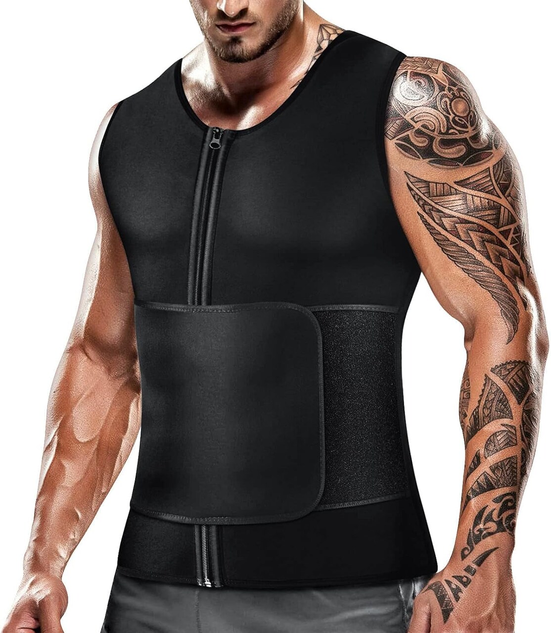 Mens Sweat Sauna Vest for Waist Trainer Zipper Neoprene Tank Top Adjustable Sauna Workout Zipper Suit Michaels